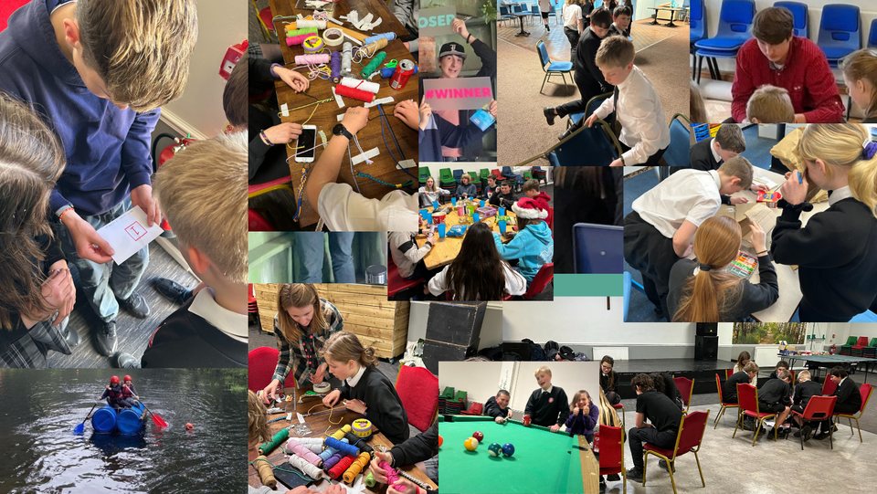 Young people at Catalyst sessions — friendship bracelets, crafts, pool, a raft on the river and time together
